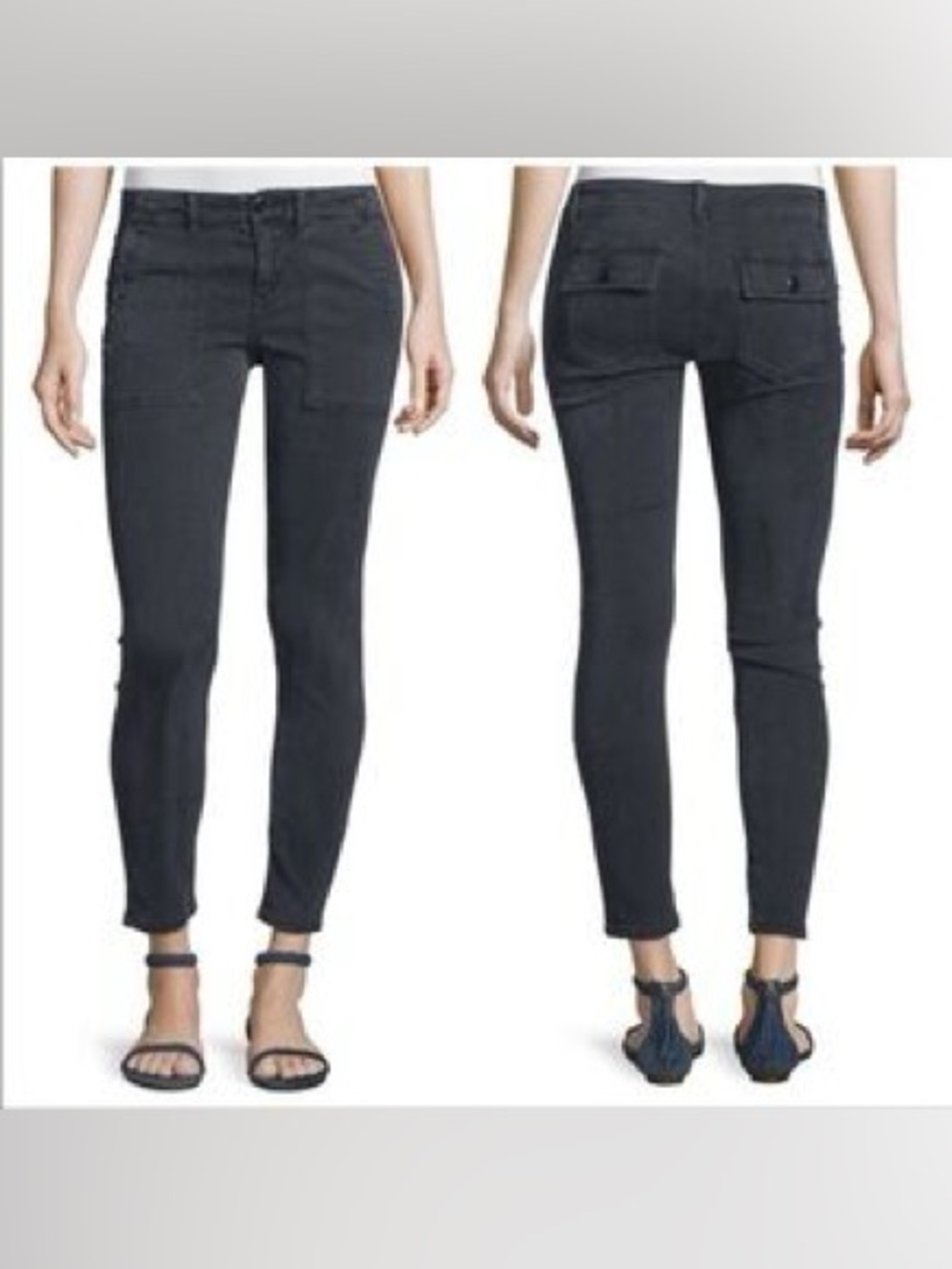 THE GREAT. Slim Cropped Ankle Pants skinny army armies outerknown row bone 24
